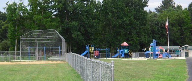 baseball field and playground in small town north carolina